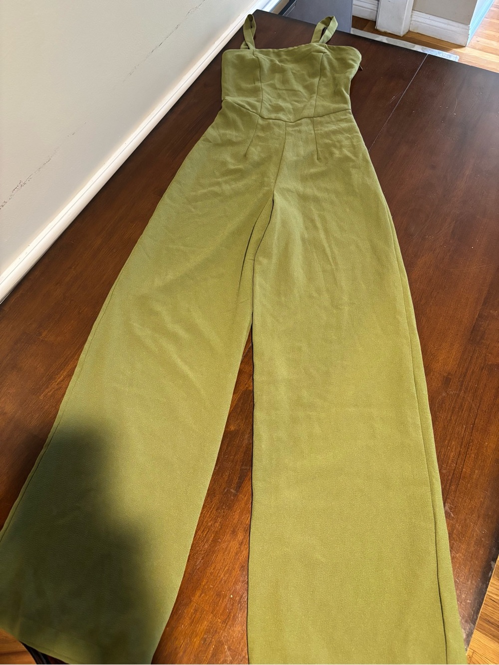 wild fable Olive Green Wide-Leg Jumpsuit with Square Neck